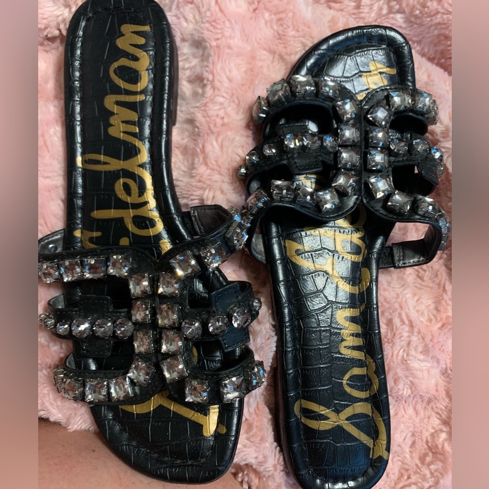 Sam Edelman Black Embellished Sandals 6.5